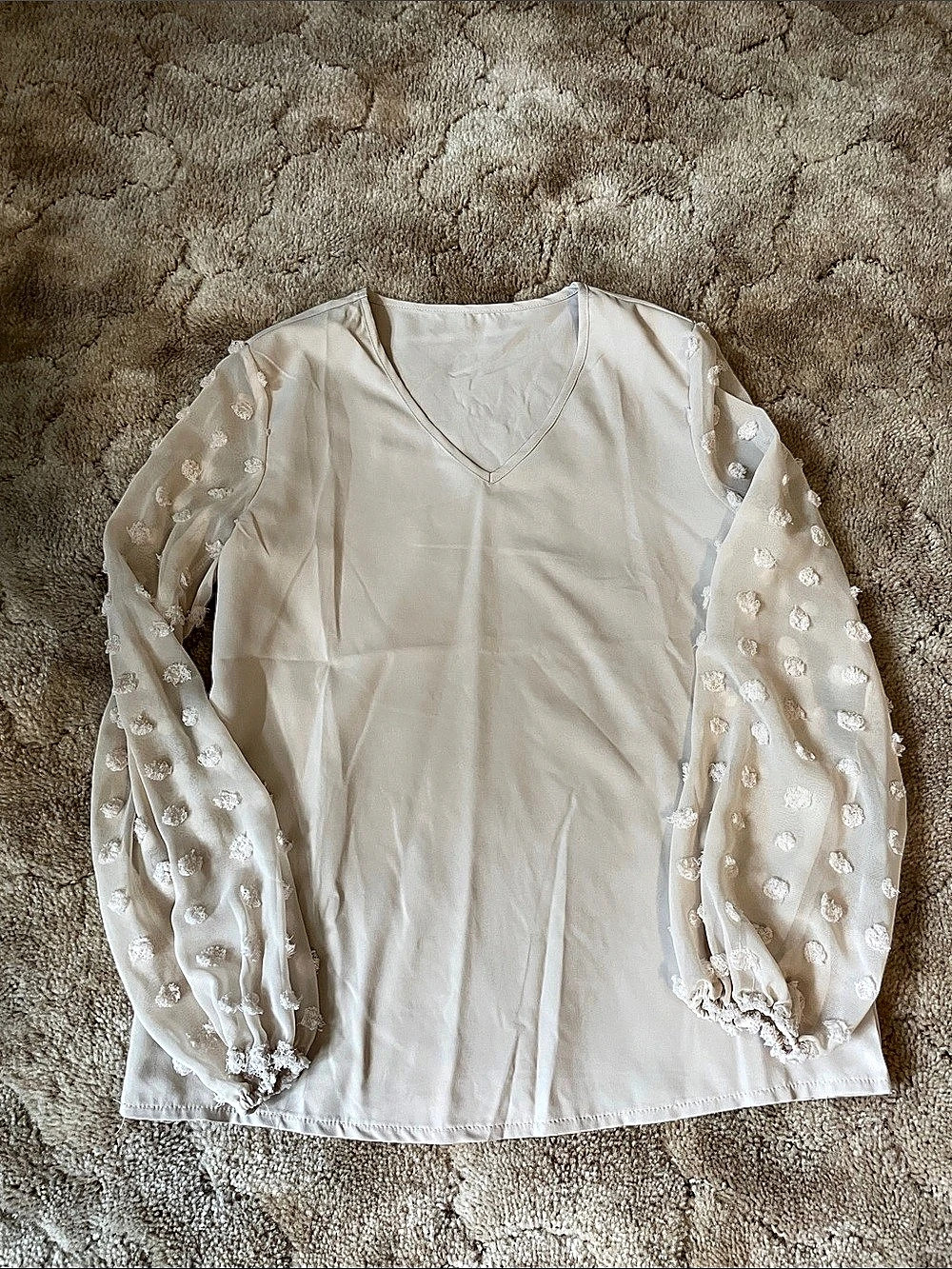 White Embroidered Puff Sleeve Blouse Like New